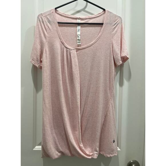 Lululemon Lyocell Short Sleeve Light Pink Draped Front T-Shirt Sz 4 - Picture 1 of 5